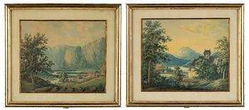 Unknown artist, 19th Century, a pair, watercolours.