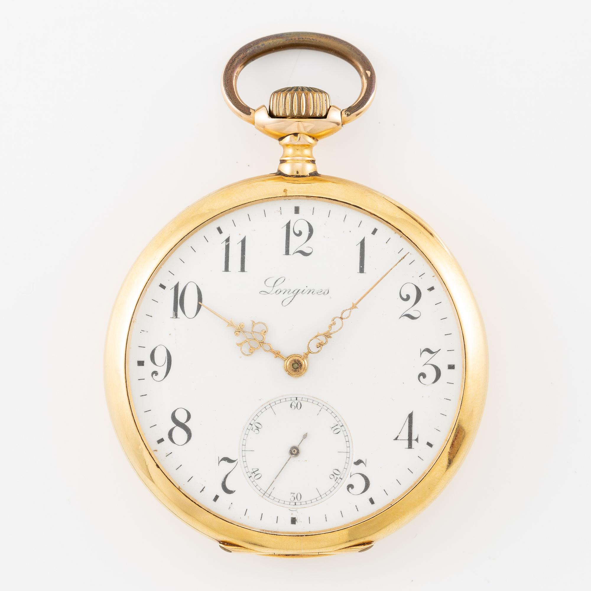Longines, fickur, 18K guld, 49 mm.