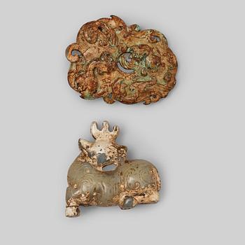 767. Two figures, bovenite and turquoise, presumably Qing dynasty (1644-1912).