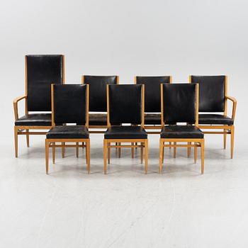 Carl Malmsten, karmstolar 4 st, samt stolar, 3 st, "Riksdagen", 1940-tal. Proveniens Sveriges Riksdag, formgivna 1940.