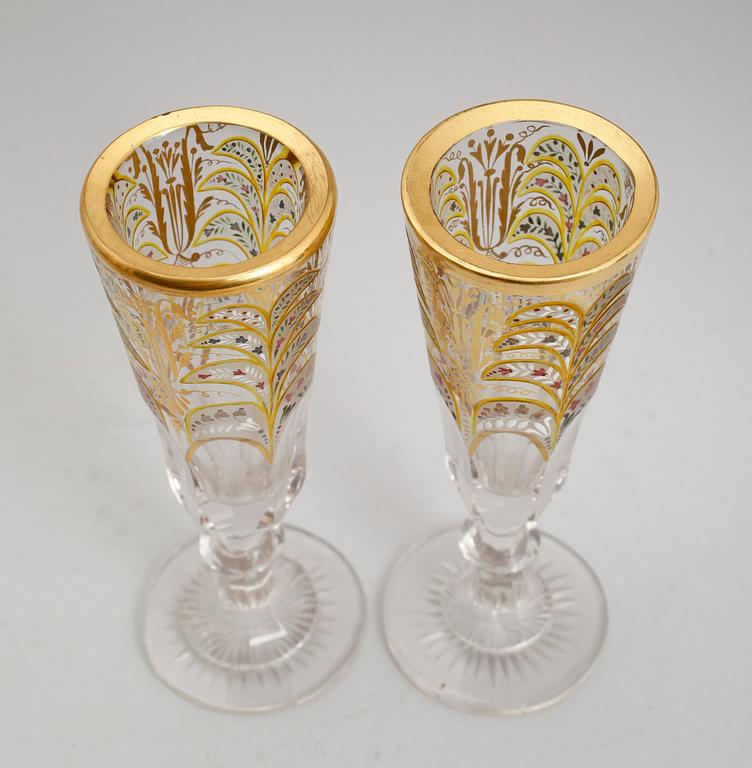 CHAMPAGNEGLAS, 1 par, sannolikt Frankrike, 1800-tal.