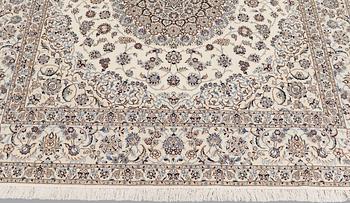 A Nain part silk carpet, 210 x 200 cm.