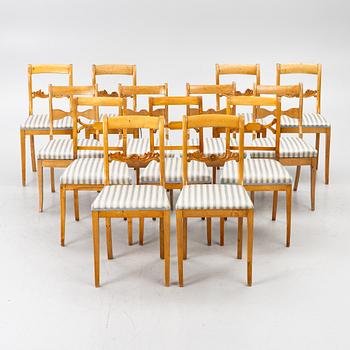 Chairs, 13 similar, Karl Johan, 19th century.