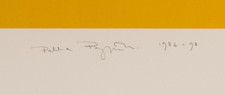 Pekka Ryynänen, serigrafia, signeerattu ja päivätty 1986-90, merkitty E. A. 10/13.