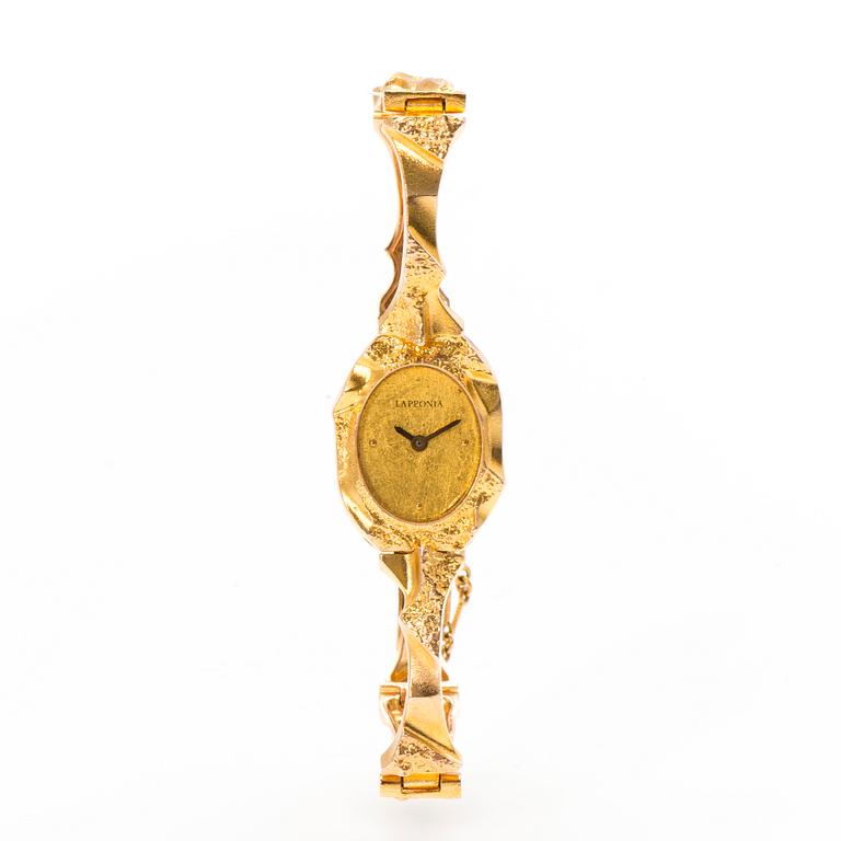 BJÖRN WECKSTRÖM, wrist watch, 'Pola negri', 14K gold, Lapponia 1980. 14x17 mm.