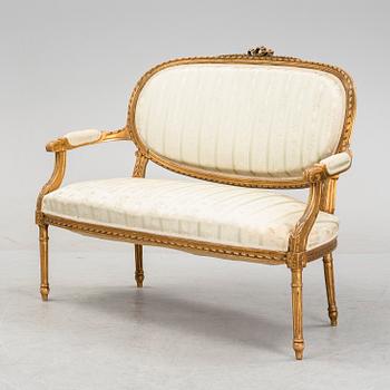 Soffa samt stolar, gustaviansk stil 1800-talets slut.