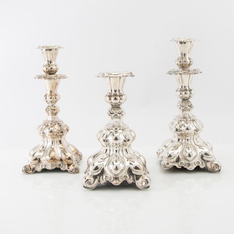 Ljusstakar 4 st silver svenska importstämplar Rokoko-stil 1900-tal.