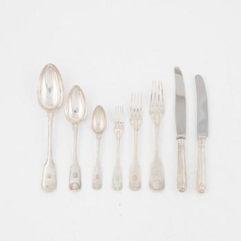 Silver cutlery, 99 pieces, of which 19 pieces are silver plate, Stockholm, 18th/19th century.