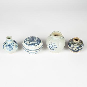 A group of blue and white porcelain for the South East Asian market, 15th/17th Century.