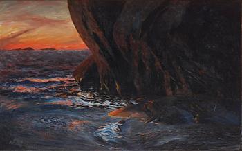 663. Bruno Liljefors, "Otters by the sea, sunset".