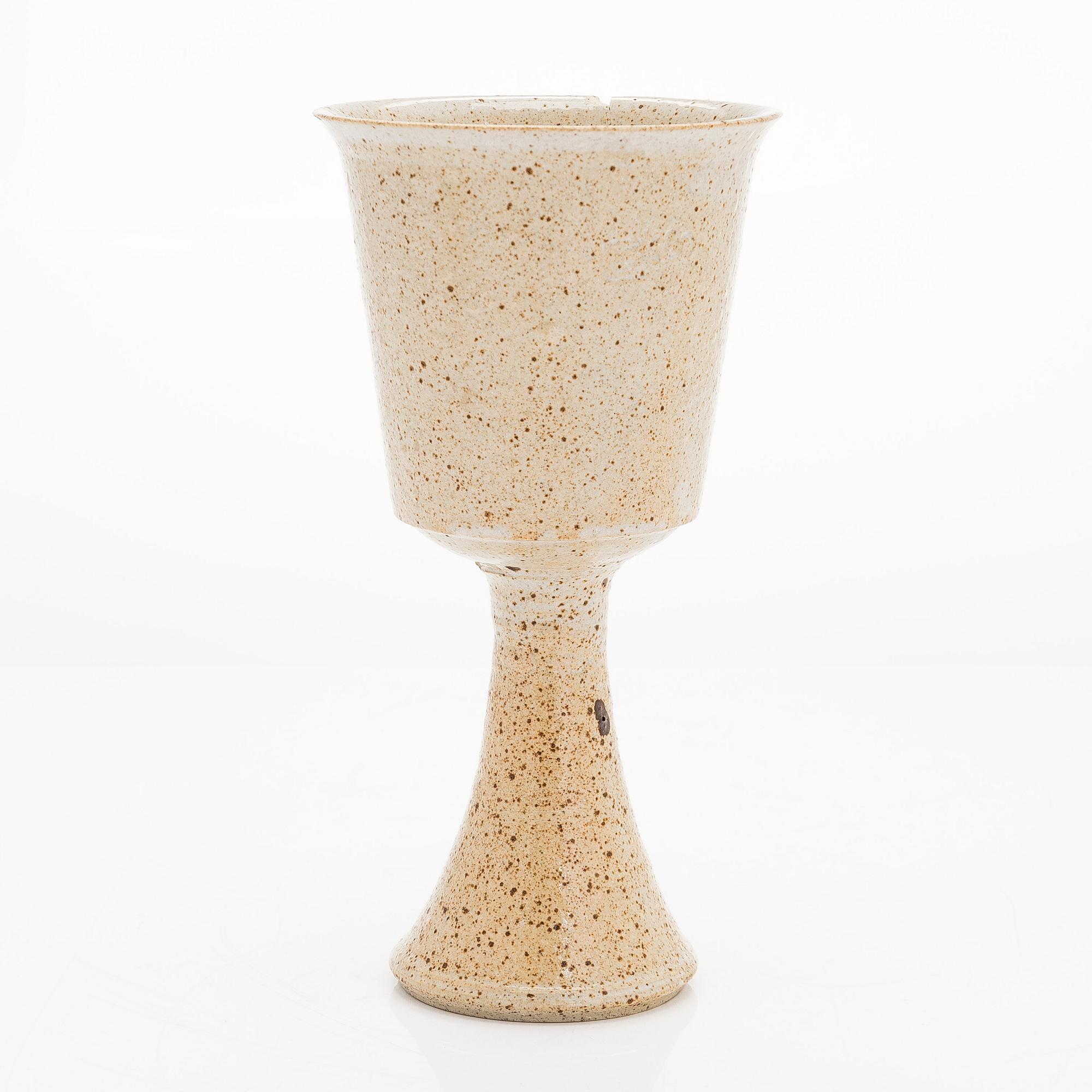 Kyllikki Salmenhaara, astoneware goblet , signed KS and book published by Kyllikki Salmenhaara.