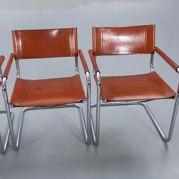 A swet of four Italien leather armchairs later part of the 20th century.