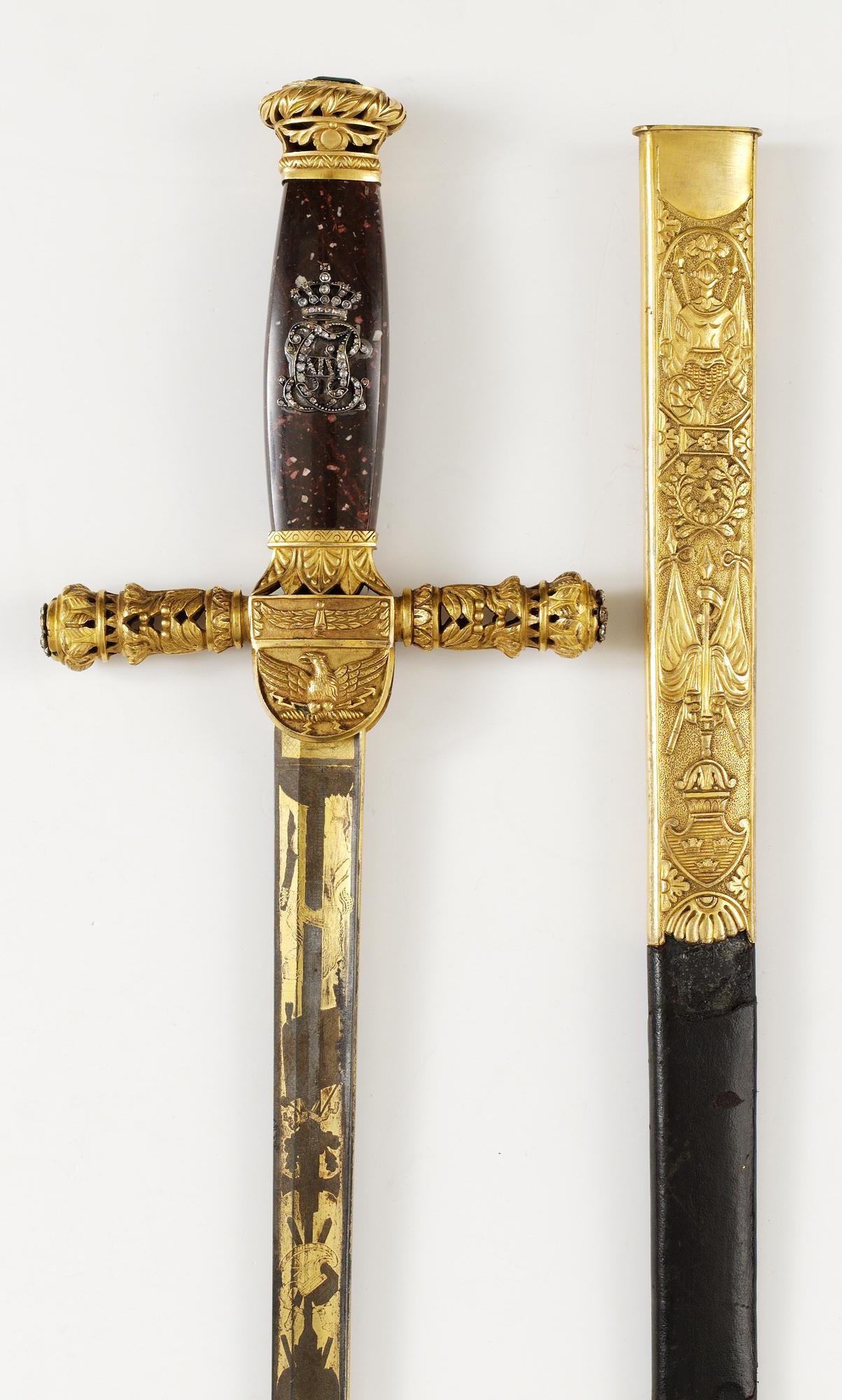 A Swedish Empire sword of honour with the monogram of the Swedish King Karl XIV Johan (1810-44).
