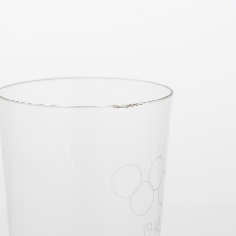 A set of 10 Olympic Games drinking glasses for the planned Summer Olympics in Helsinki 1940.