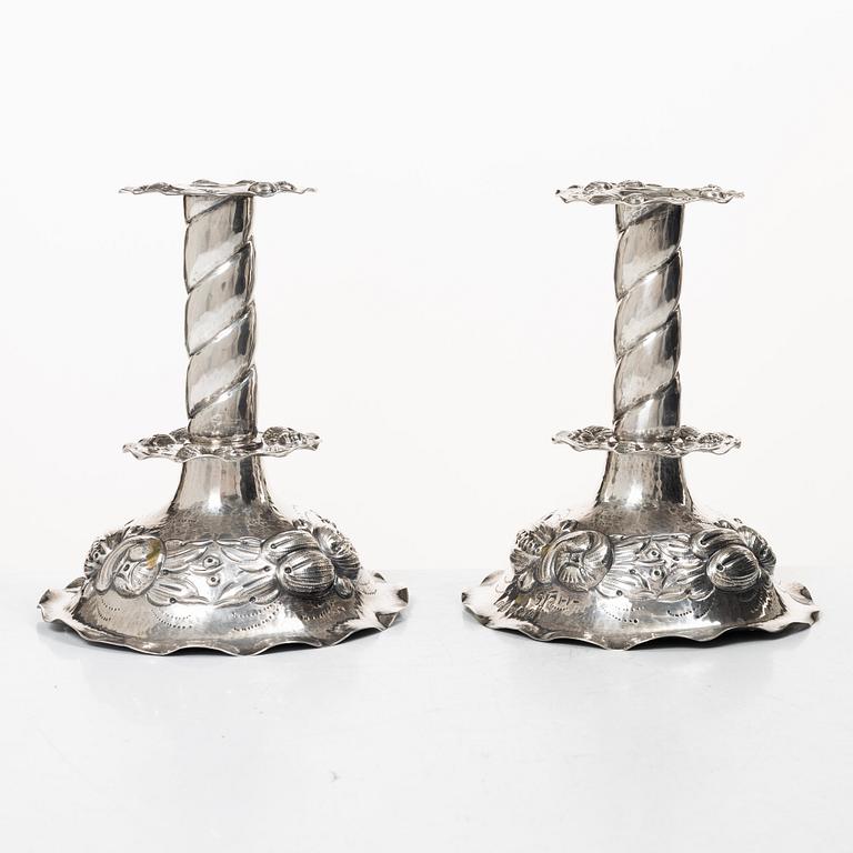 Candelsticks, a pair, silver, Baroque style, Jewellers Ab Joh Petterssons Eftr, Stockholm 1948.