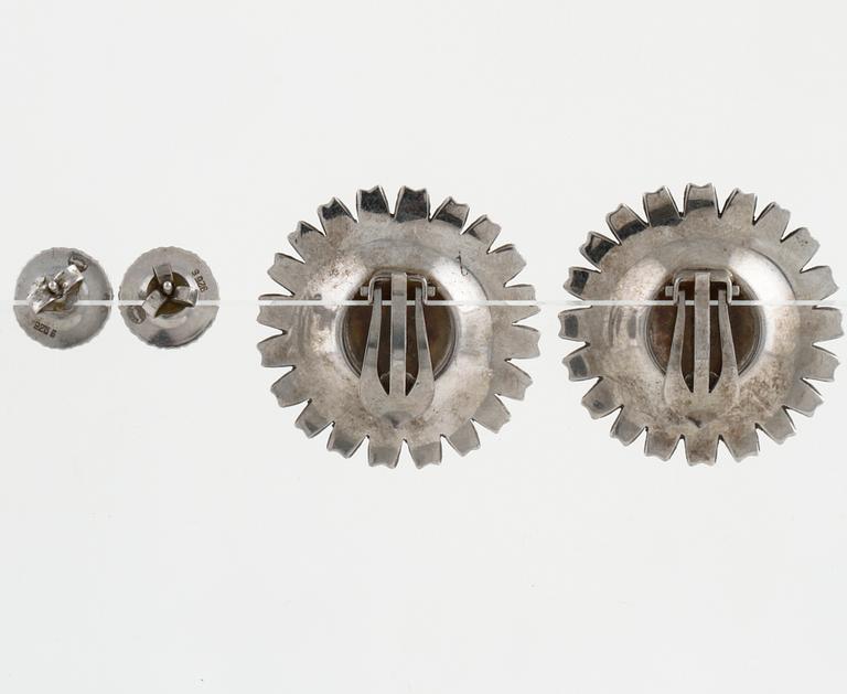Two pair of "Daisy" earrings by Georg Jensen.