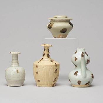 Two vases, a ewer and a jar with cover, possibly Yuan Dynasy.