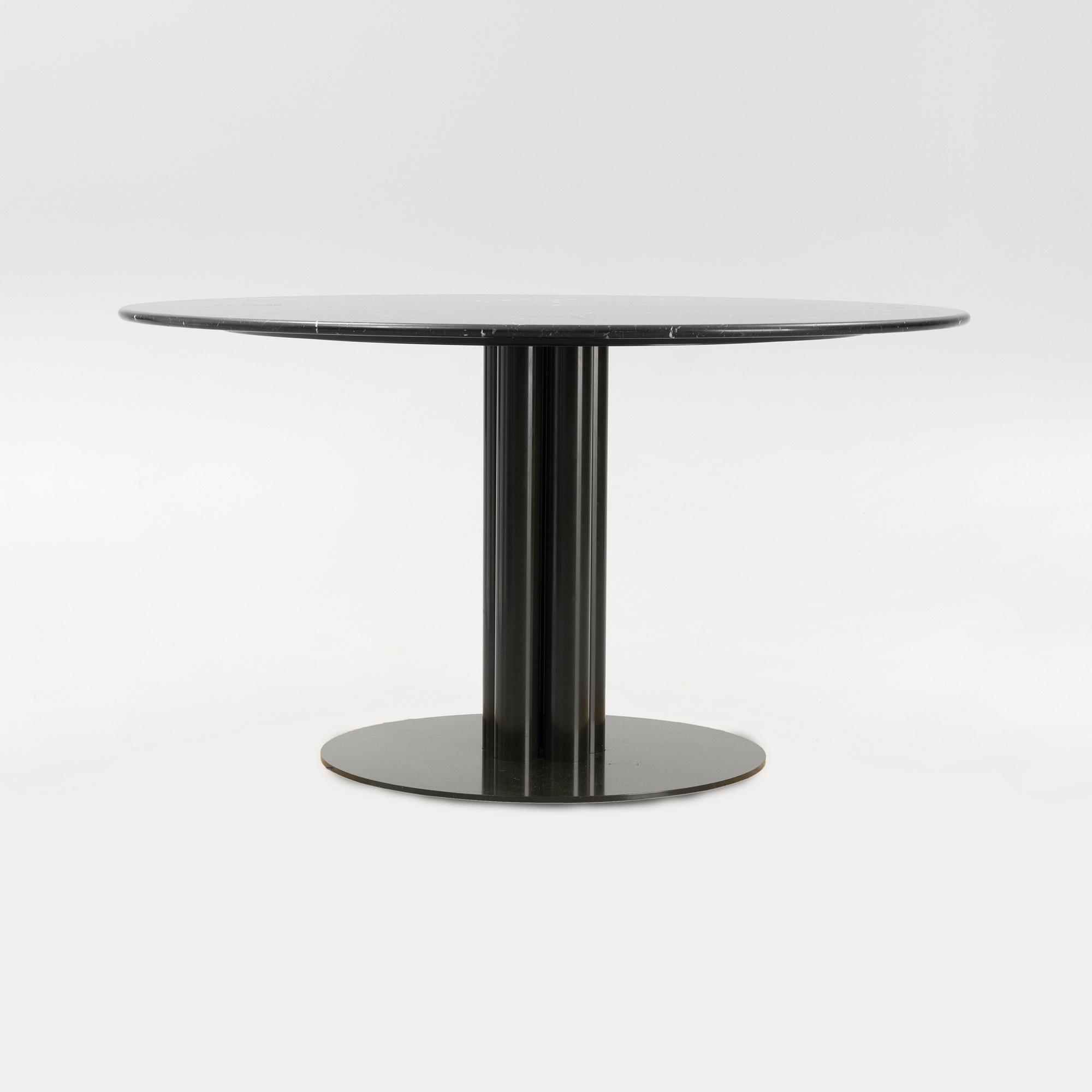 Louise Roe, a 'Roundabout' dining table with marble top.