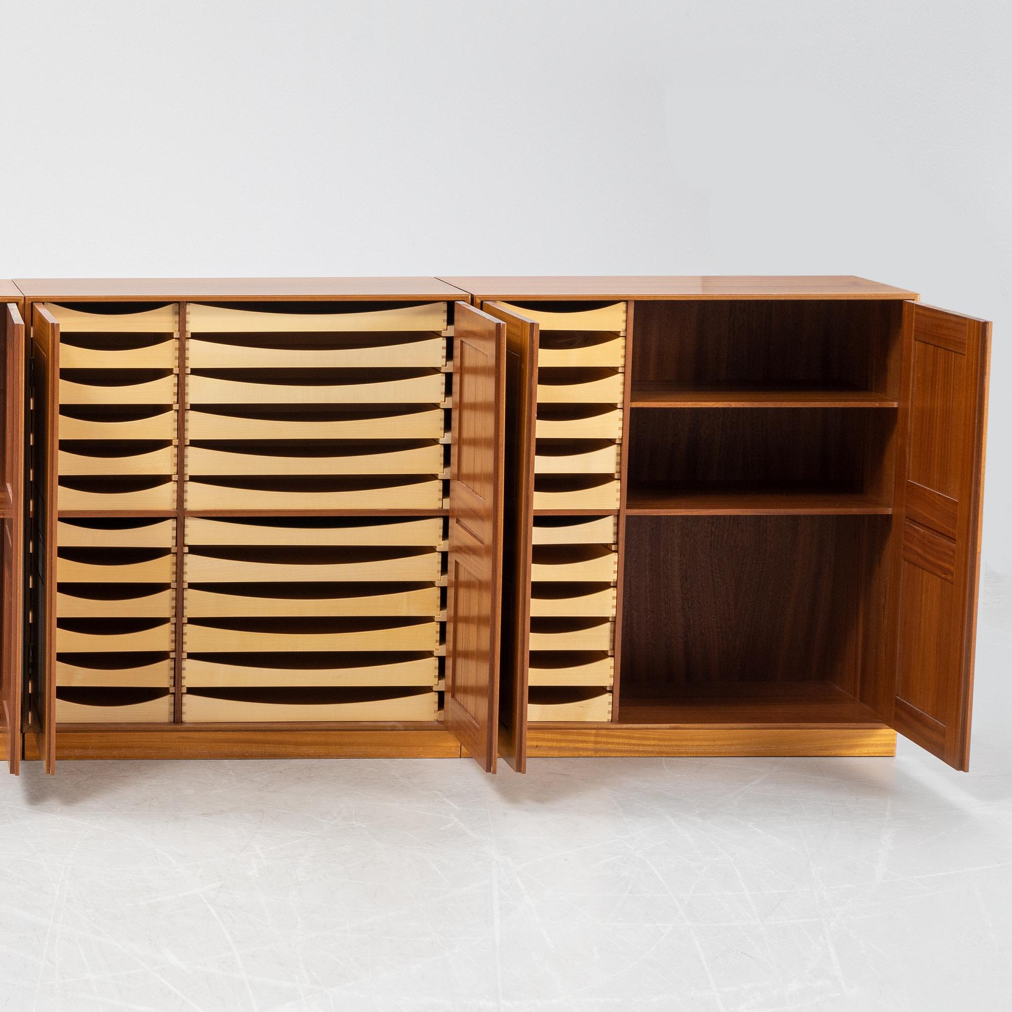 Mogens Koch, five 'Byggereolen' cabinets, Rud Rasmussens Snedkerier, Denmark, second half of the 20th century.