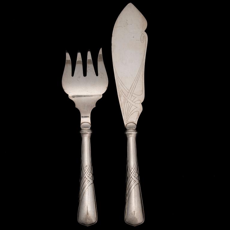FISKBESTICK, 12+12+2, försilvrade, jugend, 1900-talets början.