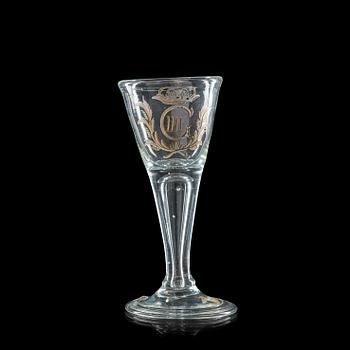 1529. A Swedish armorial goblet with the monogram of King Gustavus IIII, son of Gustavus III,  18th Century.