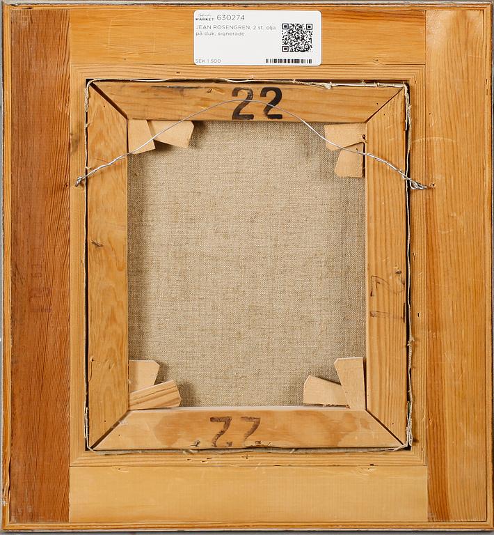 JEAN ROSENGREN, 2 st, olja på duk, signerade.