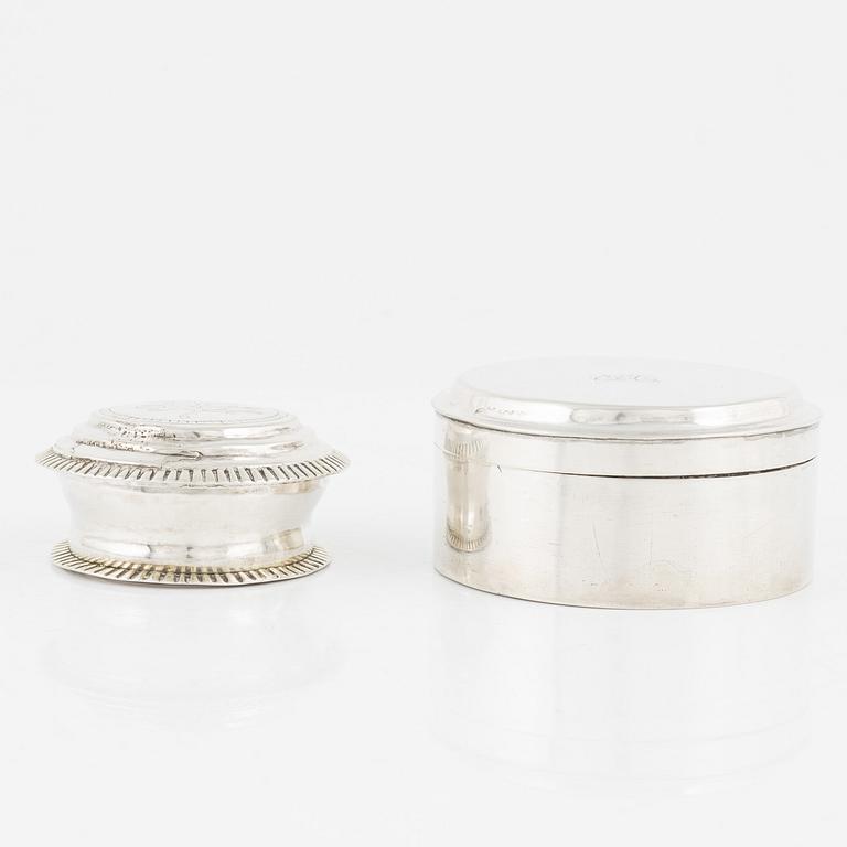 Two Swedish Silver Boxes, 19th century.