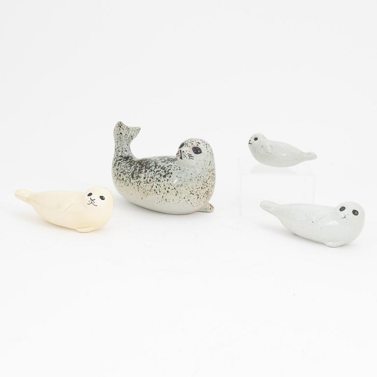 Lisa Larson, a set of four stoneware figurines, Gustavsberg.