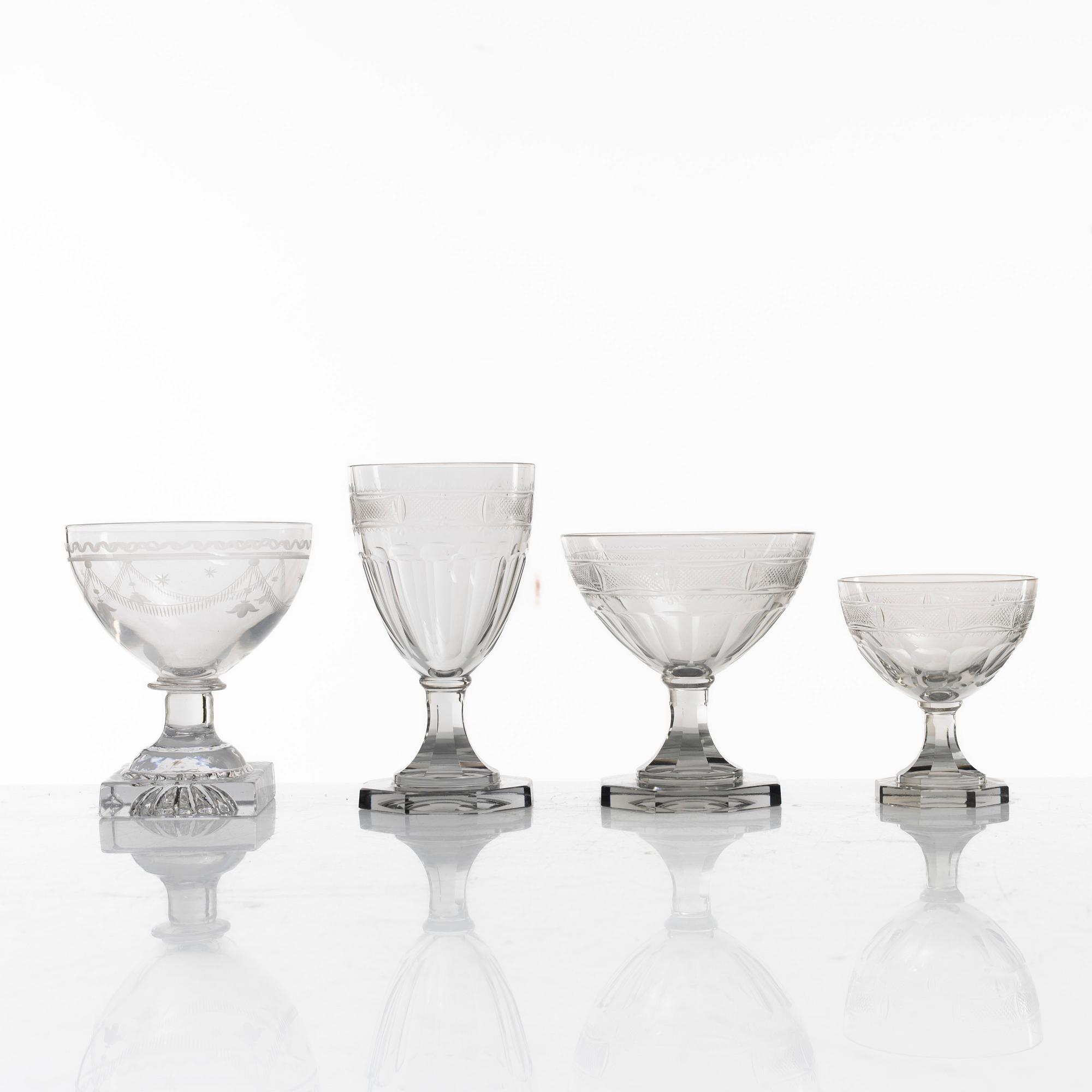 A matched set of glasses, Sweden, ciraca 1900.