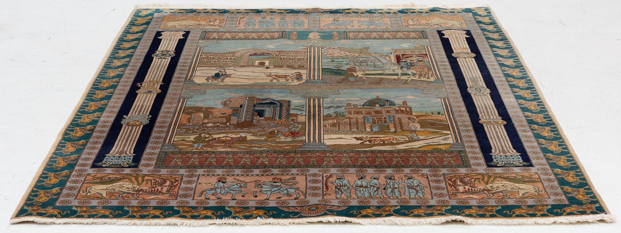 Carpet, Tabriz, figural, approx. 260 x 180 cm.