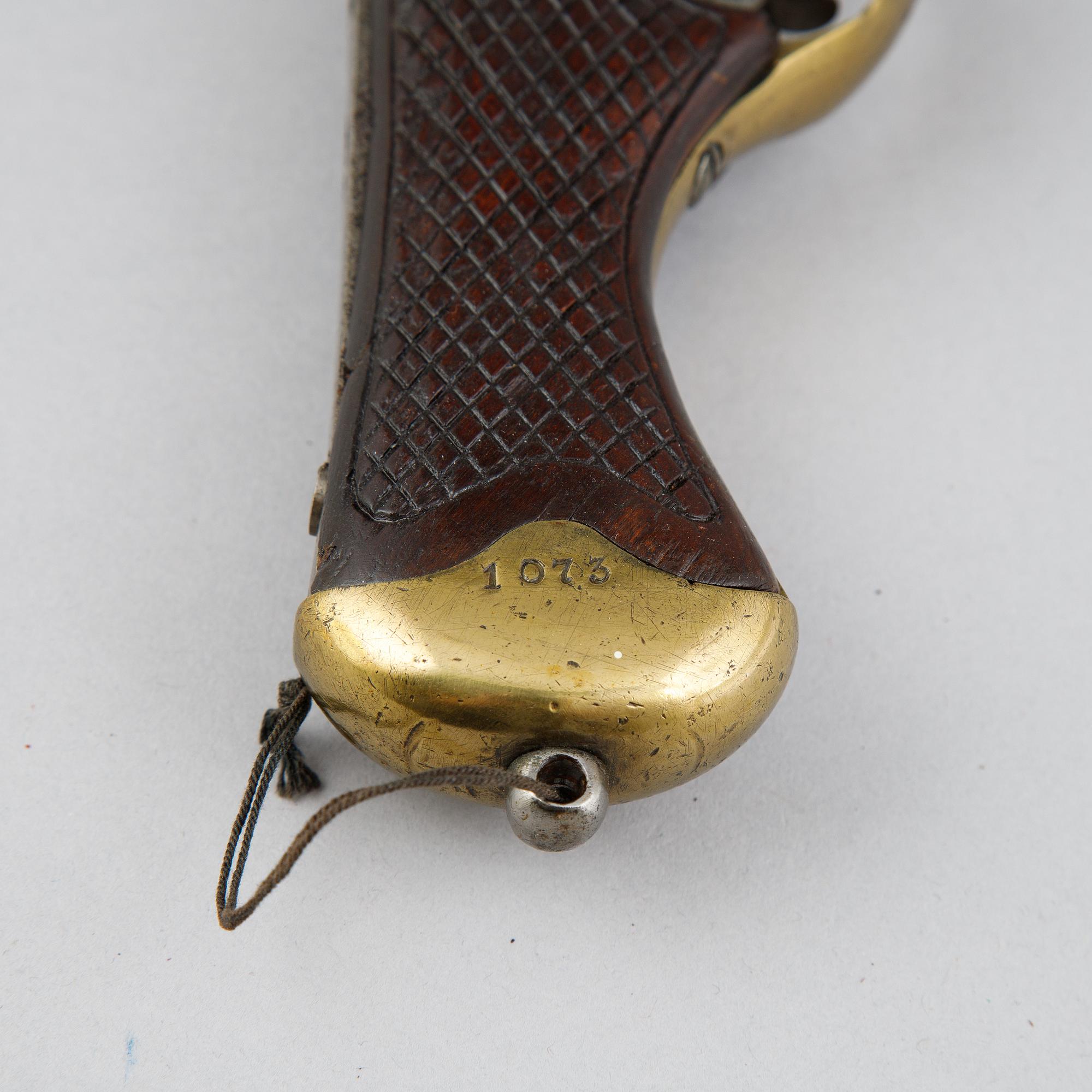 A rifled Swedish percussion pistol,  1850 pattern.