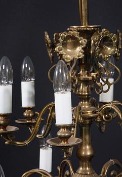 LJUSKRONA, mässing, barockstil, tidigt 1900-tal. H 71.