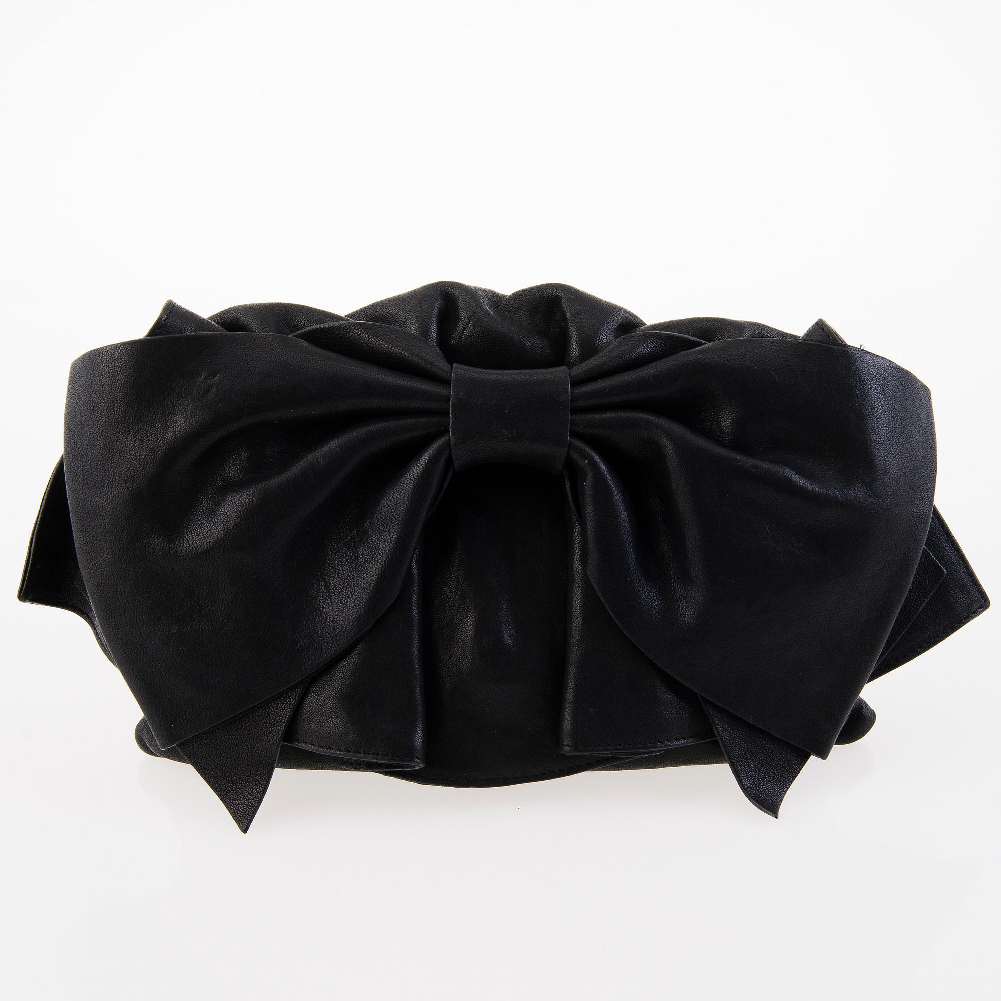 Red Valentino Black Leather Evening Bag.