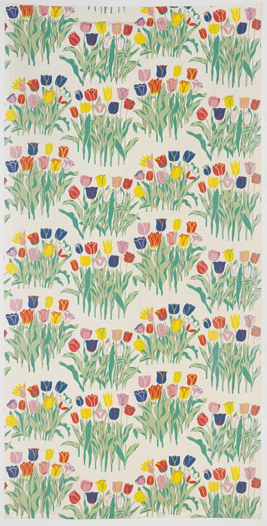 Josef Frank, gardiner, ett par, "Tulpaner", Firma Svenskt Tenn.