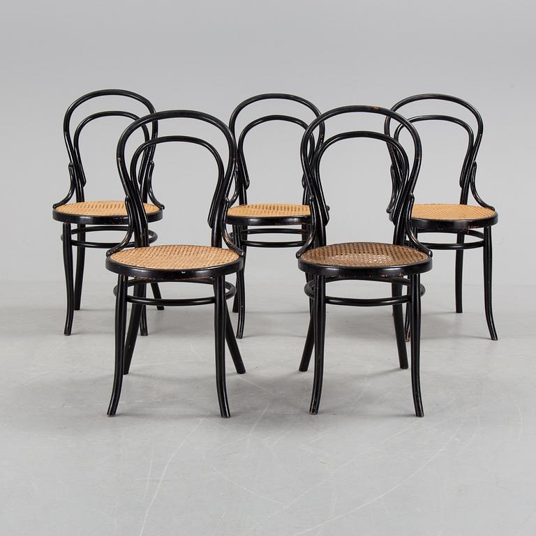 Five Thonet chairs, early 20th century.