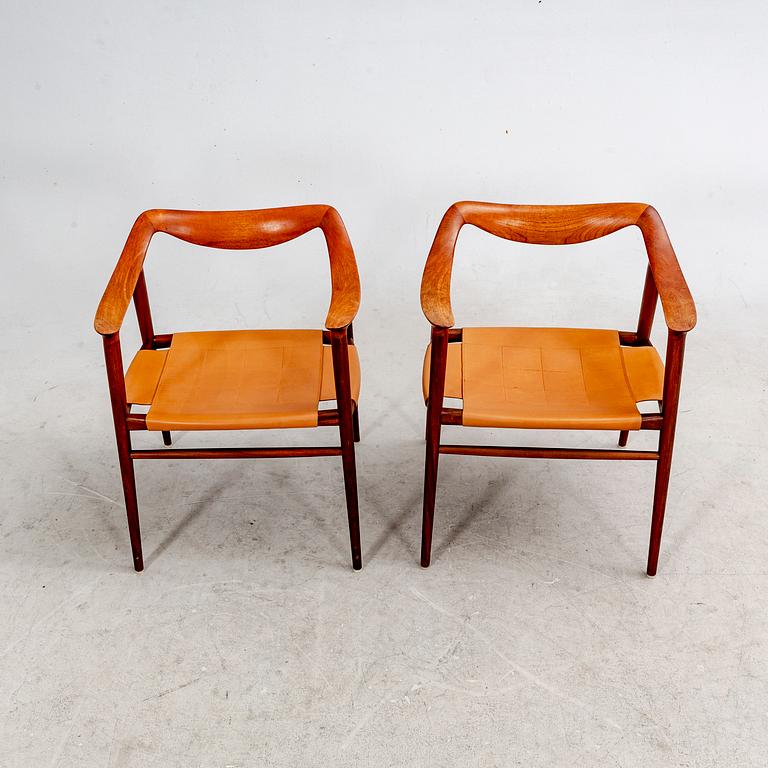 Rolf Rastad & Adolf Relling, a pair of teak and rattan "Bambi" easy chairs by Rastad & Relling, Norway 1950-60's.