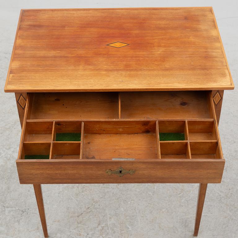 A late Gustavian mahogany table, late 18th century.