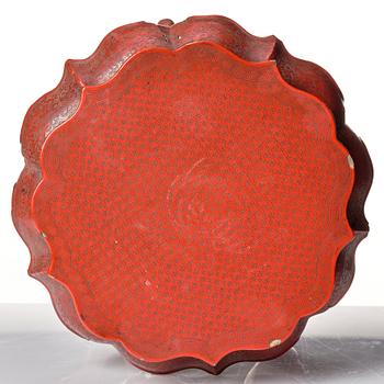 Pall, rödlackerad. Sen Qingdynasti.