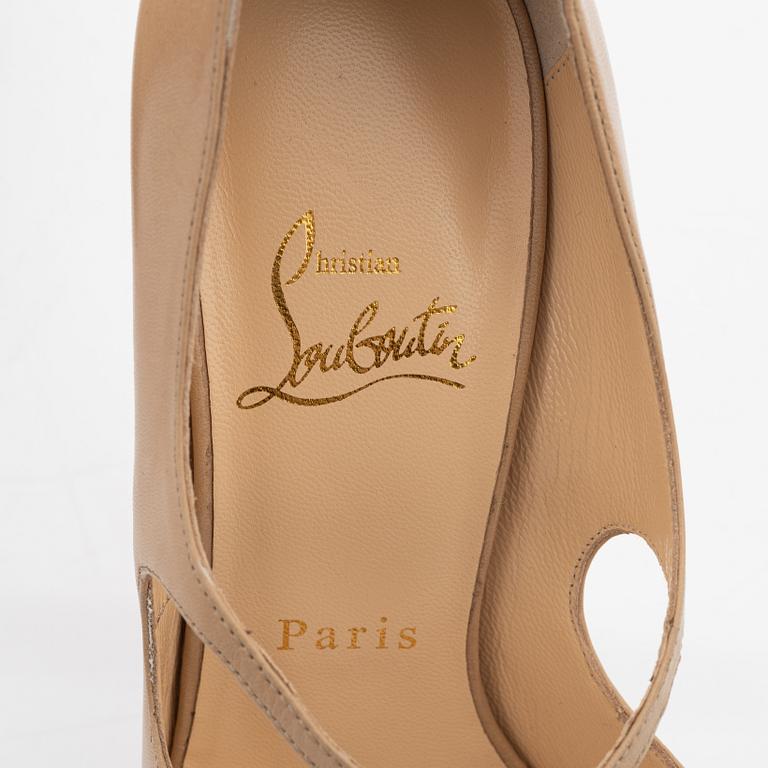 Christian Louboutin, a pair of beige leather sandals, size 37.