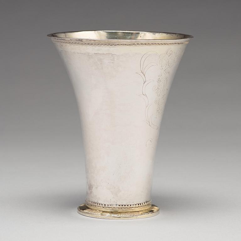 A Swedish 18th century parcel-gilt silver beaker, marks of Carl Petter Tellander, Jönköping 1775.