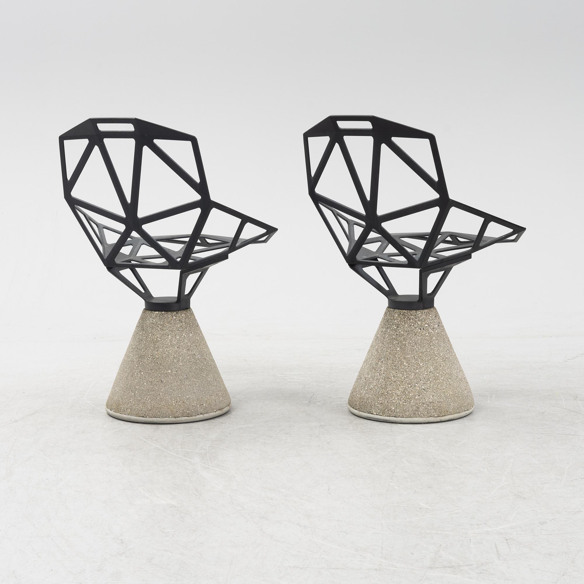 A set of two Konstantin Grcic concrete 'Chair One B' chairs for Magis, Italy, 2000s.