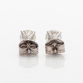 Korvakorut, briljanttihiotut timantit yhteensä 1,20 ct, 14K valkokultaa.