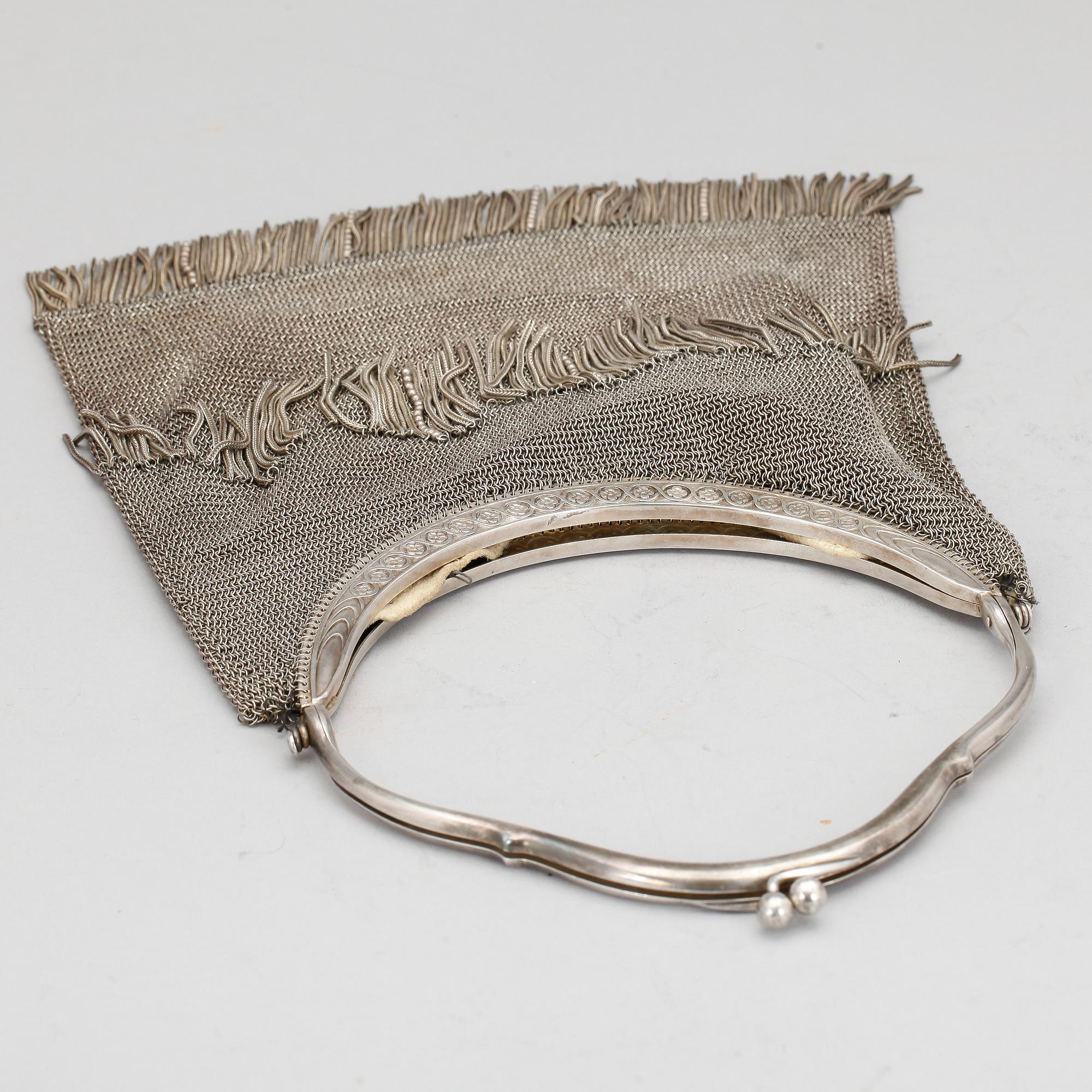 AFTONVÄSKA, nysilver, 1920/30-tal, otydligt stämpelmärkt.