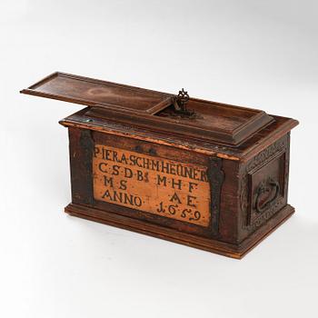 A South-German baroque 'Zunftruhe' guild casket for a weaver's guild, dated 1659.