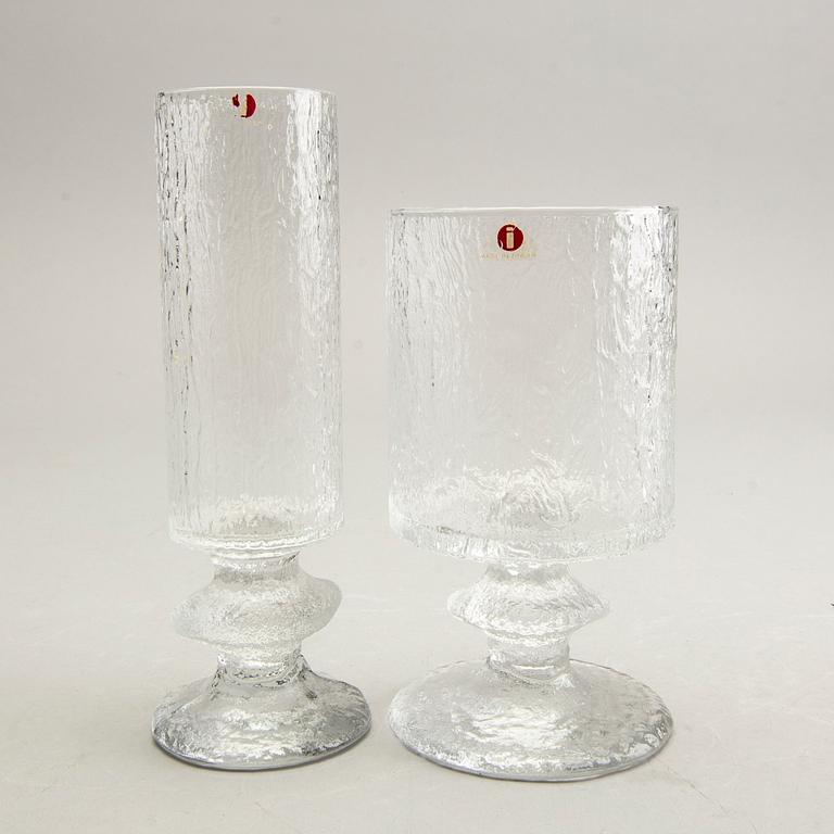 Timo Sarpaneva, Iittala, glass, 24 pcs, "Senator", 2 candlesticks, "Festivo".