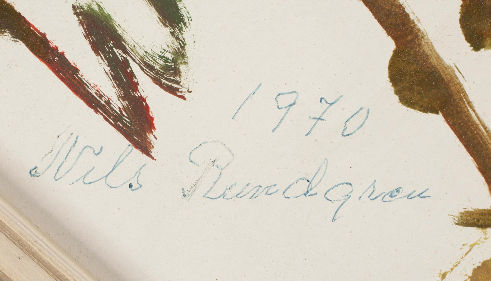 NILS "BJÖRNJÄGARN" RUNDGREN, gouache på pannå, signerad och daterad 1970.