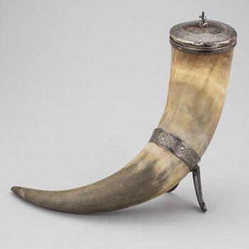 DRYCKESHORN, silver och horn, Carl Fredrik Jonssén, Uddevalla, 1879.