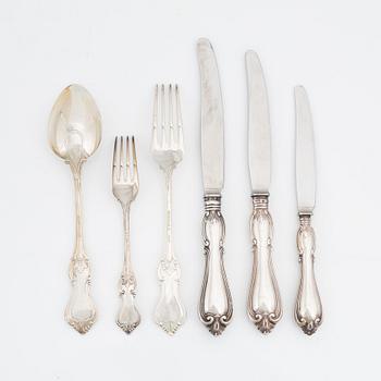 A Swedish Silver Cutlery, model 'Olga', marks including  CG Hallberg, Stockholm 1959 (48 pieces).