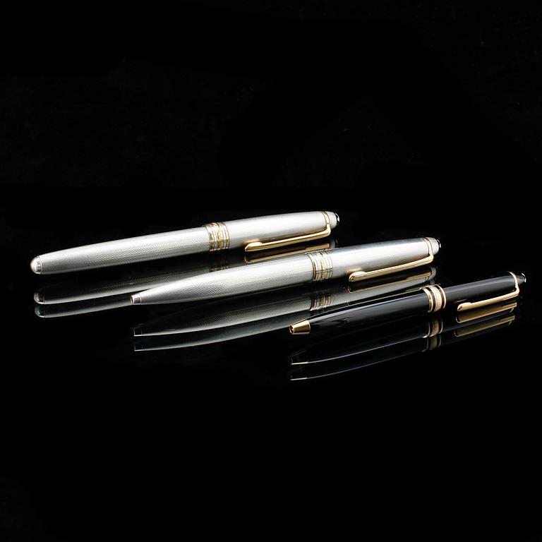 BLÄCKPENNOR, 3 st, bla sterlingsilver, Mont Blanc, 1980-tal.