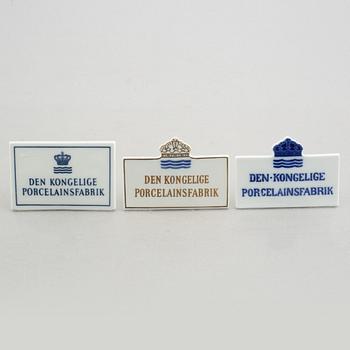 A group of four porcelain signs, Royal Copenhagen.